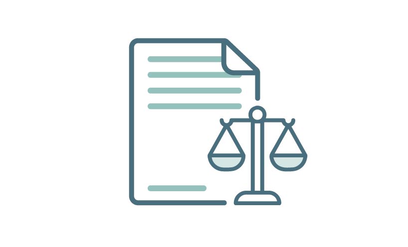 Graphic of document with scales of justice