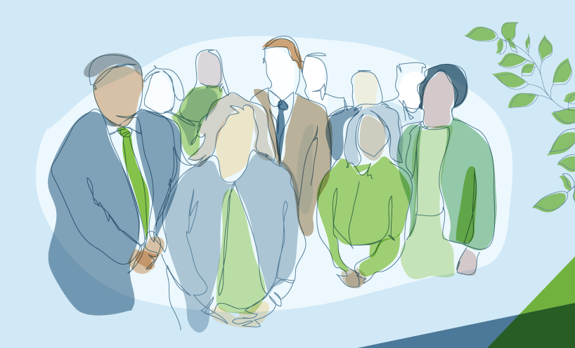 Illustration of people standing in a group